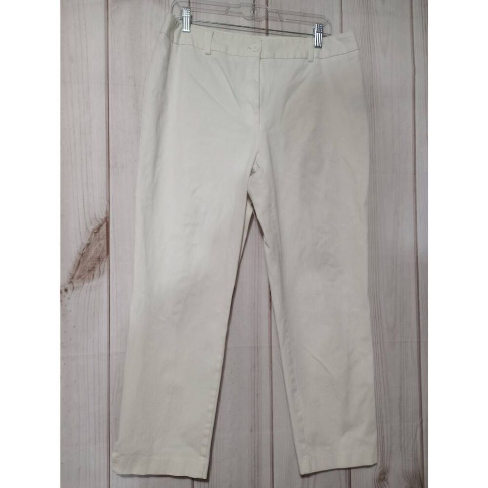 East 5th Womens White Capri Pants Size 14 Cotton Stretch Cropped‎ Trousers
